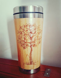 APPLE TREE Wood Travel Mug Custom Engraved Tumbler Nature