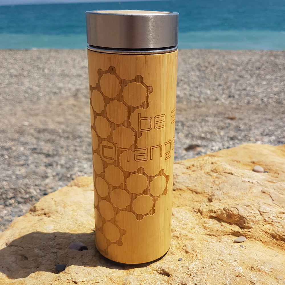 BE A CHANGE Wood Thermos Insulated Water Bottle