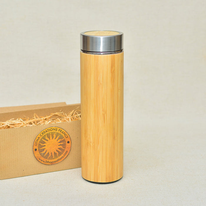 Customized TEXT Engravings on Wood Thermos Water Bottle