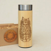CAT Wood Thermos Vacuum Flask - litha-creations-france