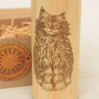 CAT Wood Thermos Vacuum Flask - litha-creations-france
