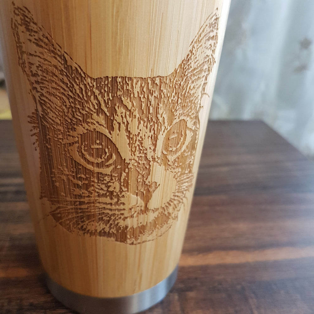 My CAT Photo Custom Engraved Wood Travel Mug Wooden Tumbler
