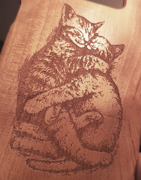 CATS LOVE Wood Phone Case