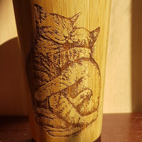 CATS LOVE Wood Gift Travel Mug Custom Text Engraved Wooden Tumbler