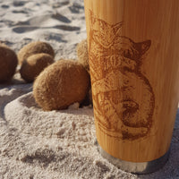 CATS LOVE Wood Gift Travel Mug Custom Text Engraved Wooden Tumbler