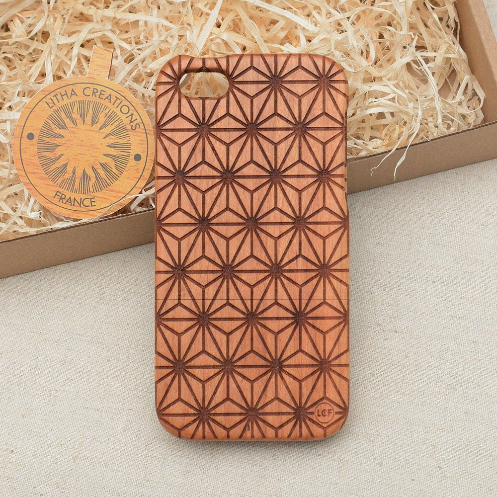 CUBIC FLOWER Sacred Geometry Wood Phone Case
