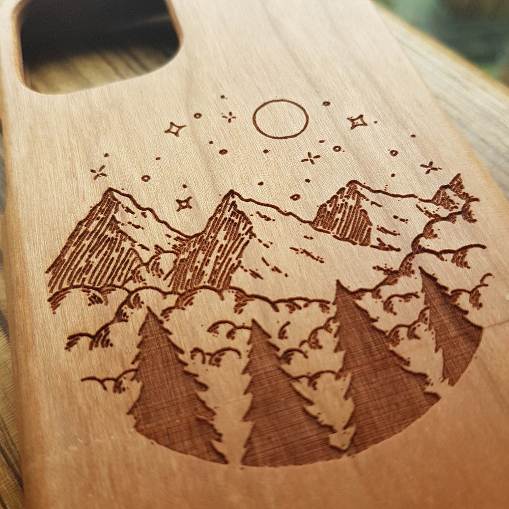 Custom Wood  Phone Case Photo Logo Natural Cherry Wood Samsung Galaxy