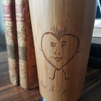 Custom IMAGE + TEXT Engraved Wood Travel Mug Wooden Tumbler