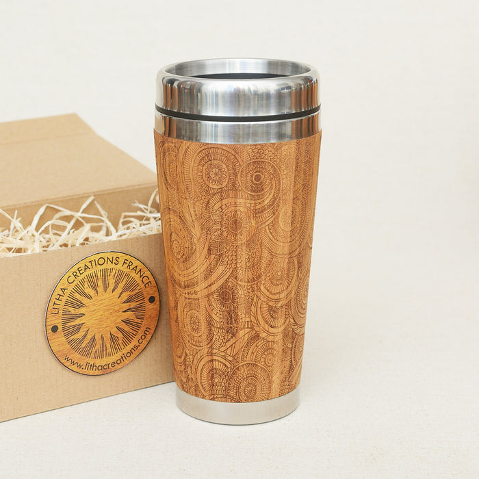 DESIRE Wood Travel Mug Custom Engraved Tumbler