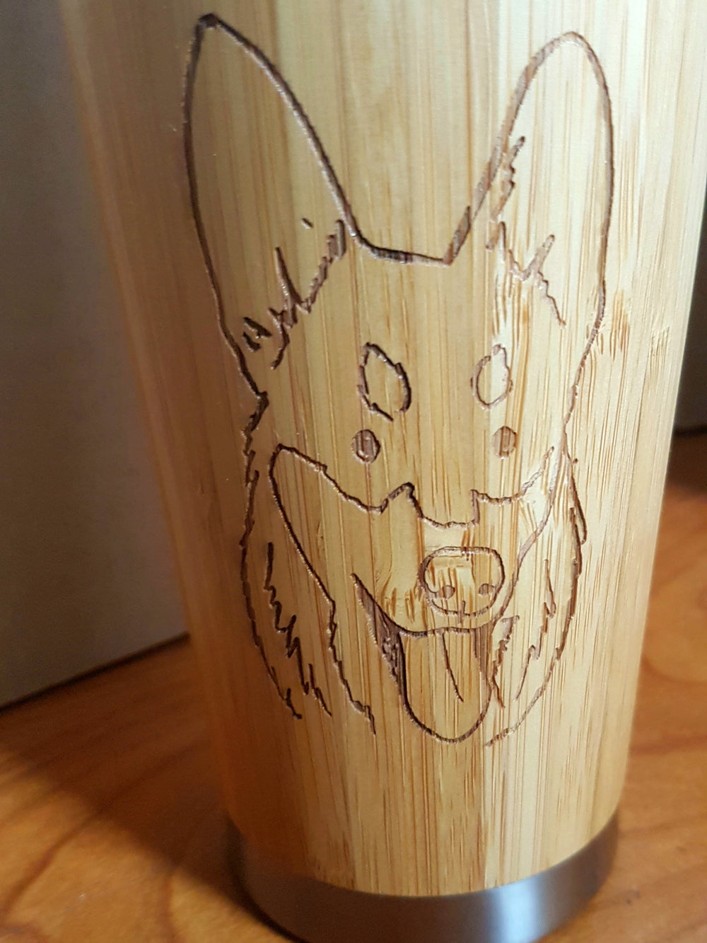 My DOG Photo Custom Engraved Wood Travel Mug Wooden Tumbler