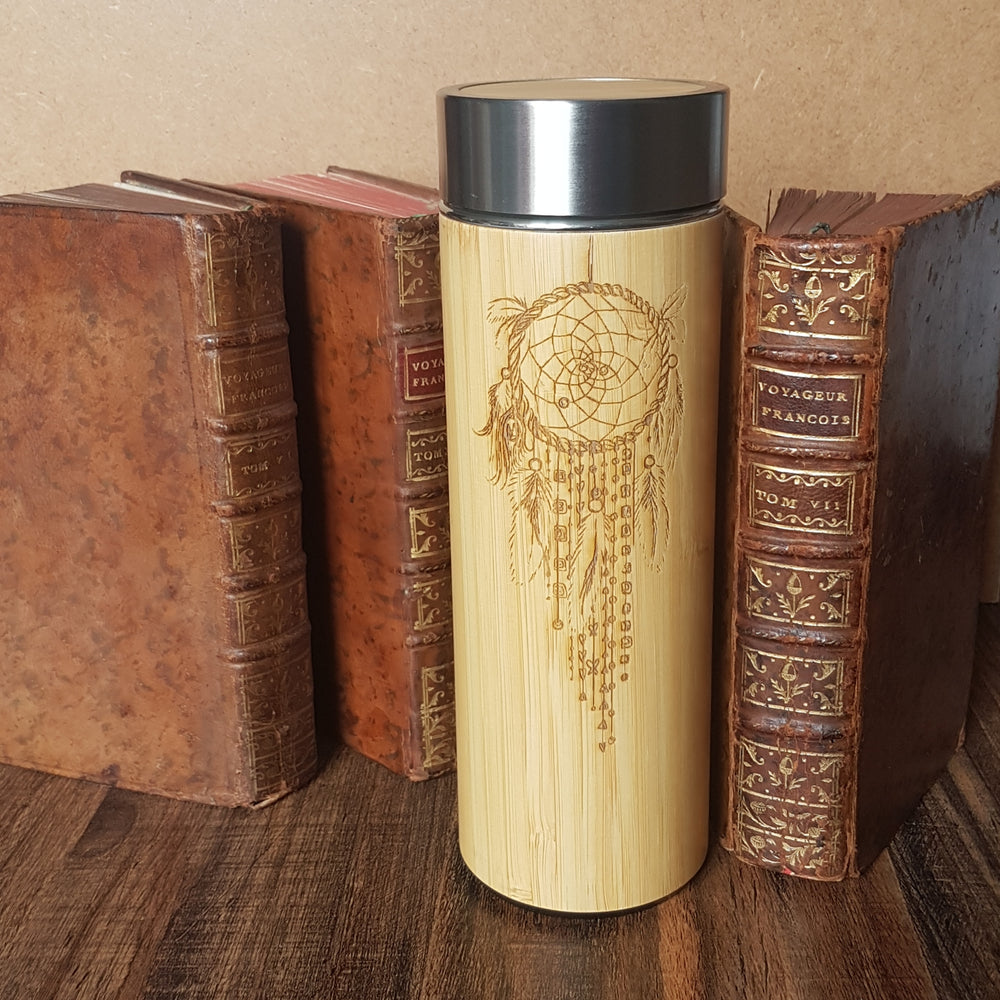 DREAMCATCHER Wood Thermos Insulated Water Bottle