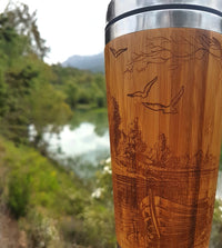 EARLY MORNING Engraved Wood Travel Mug Tumbler - litha-creations-france