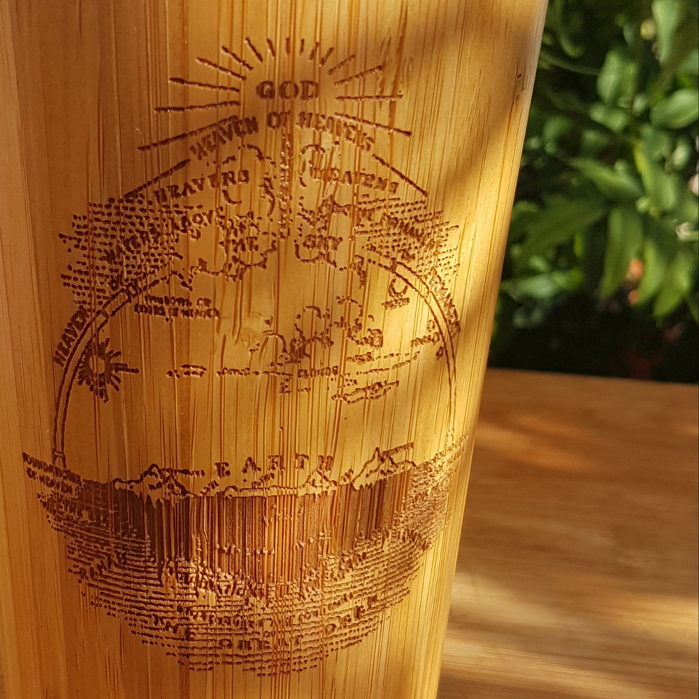 Bamboo Travel Mug FIRMAMENT Flat Earth Engraved Wooden Tumbler