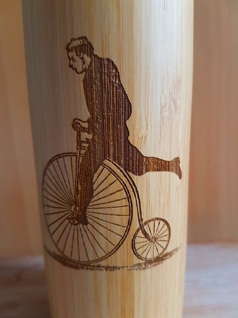 PENNY FARTHING  Wood Thermos Vacuum Flask - litha-creations-france