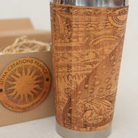 FLAT EARTH Engraved Wood Tumbler Gift Travel Mug - litha-creations-france