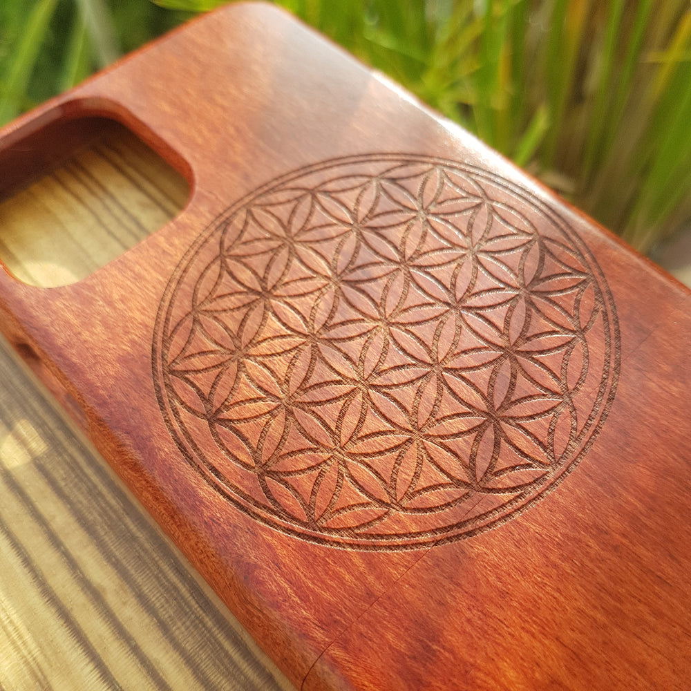 FLOWER OF LIFE Sacred Geometry Wood Phone Case