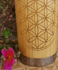 FLOWER OF LIFE Engraved Wood Travel Mug Tumbler