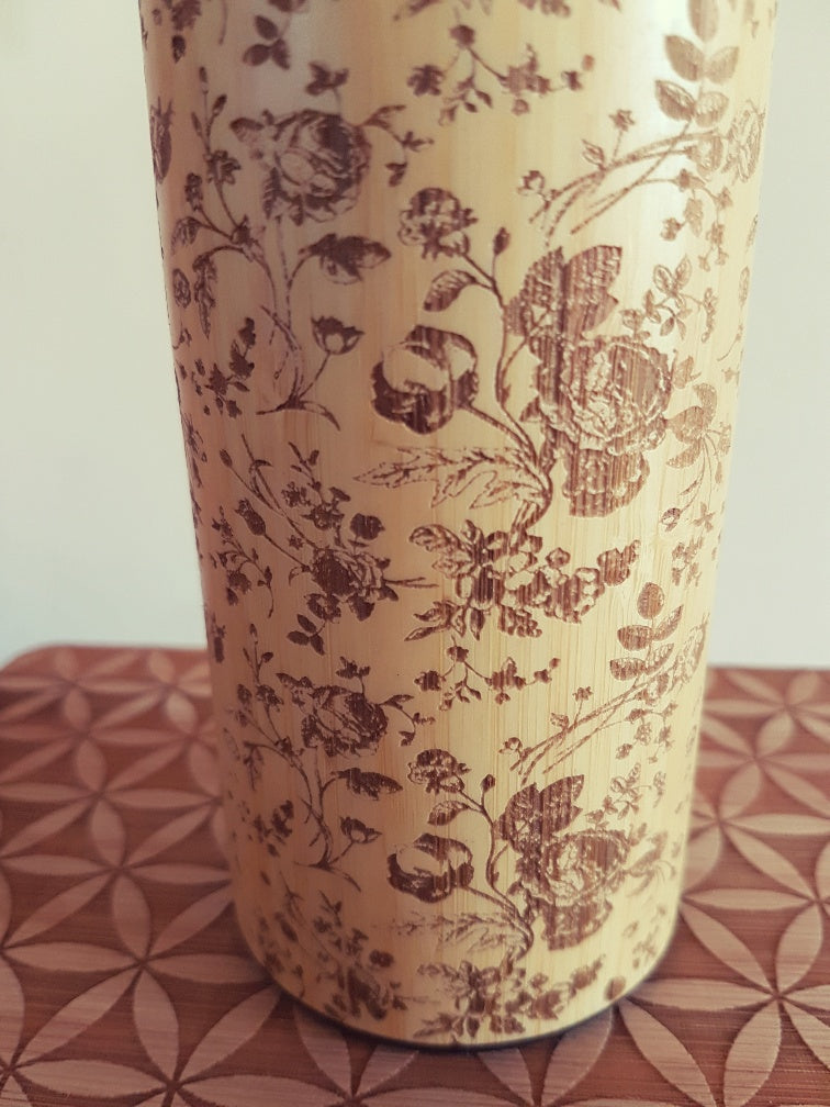 FRENCH ROSES Wood Thermos Insulated Water Bottle