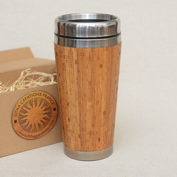 MATRIX Engraved Wood Travel Mug Tumbler - litha-creations-france