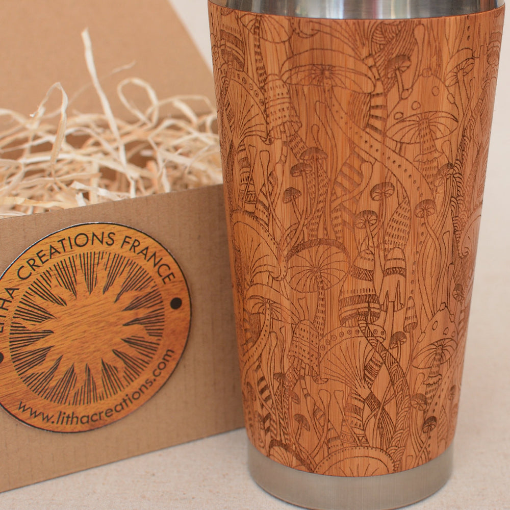DMT Engraved Wood Travel Mug Tumbler - litha-creations-france