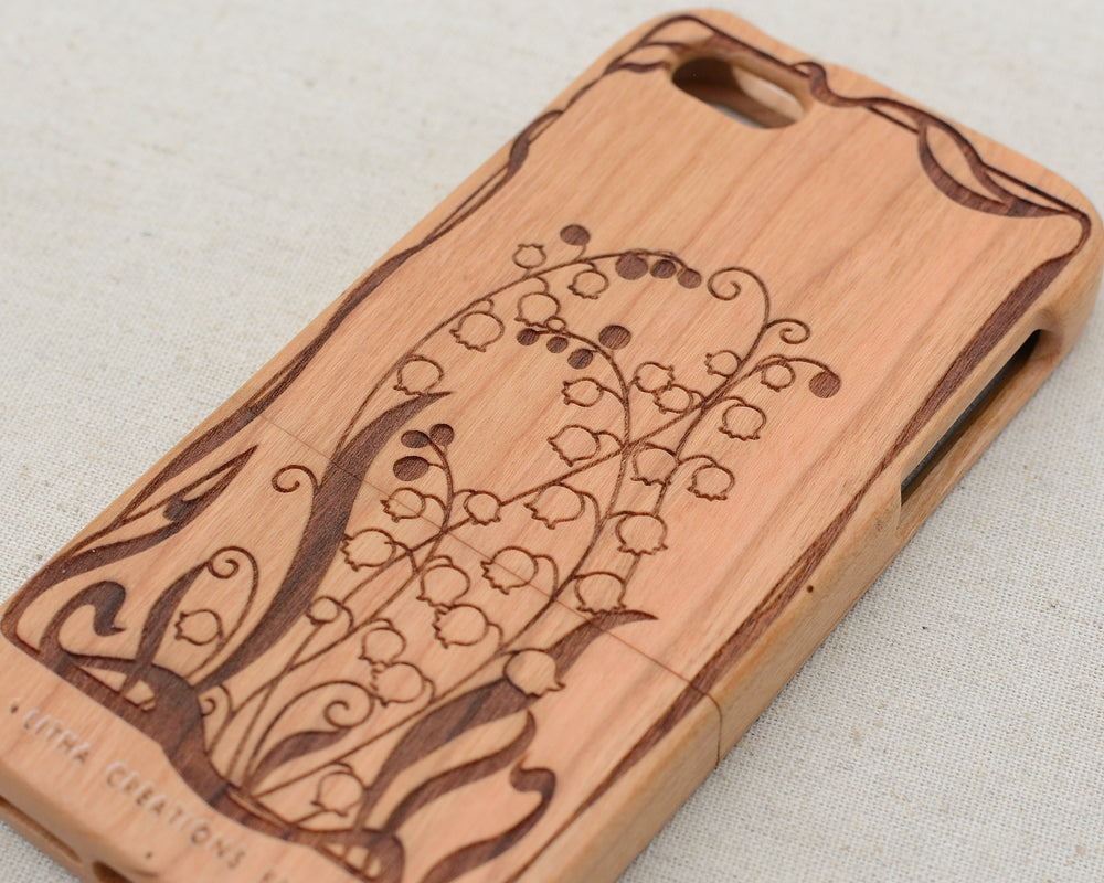 MAYFLOWER Lily of valley Wood Phone Case Art Nouveau Floral