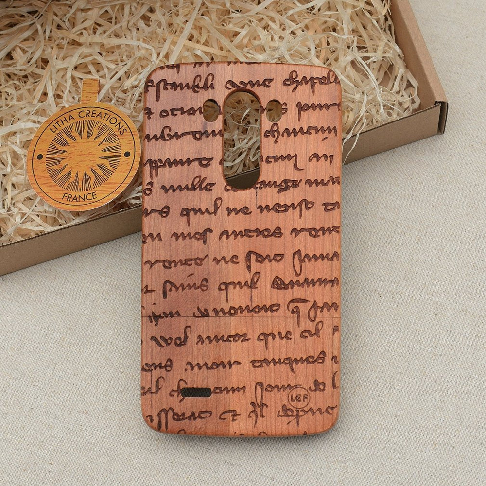 MEDIEVAL TEXT Wood Phone Case Ancient Symbols