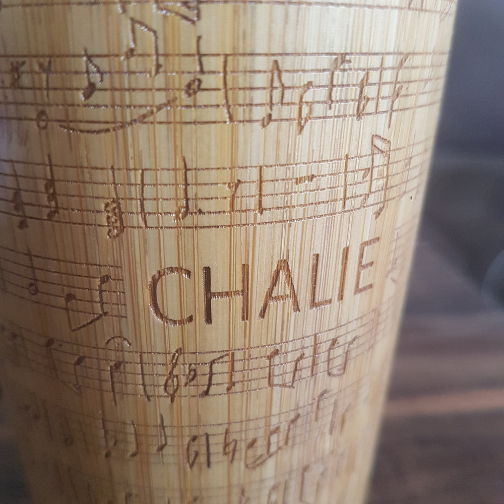 NOTES Music Wood Travel Mug Custom Engraved Tumbler