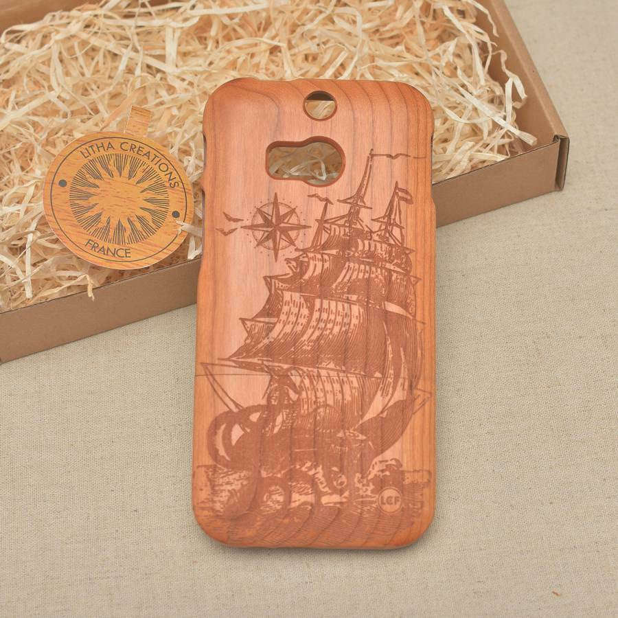 OCTOPUS SHIP Wood Phone Case Nautical