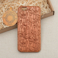 POPPY FIELD Wood Phone Case Abstract Floral