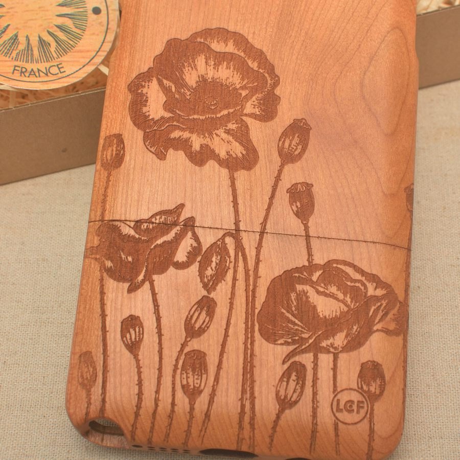POPPY ROW Wood Phone Case Abstract Floral
