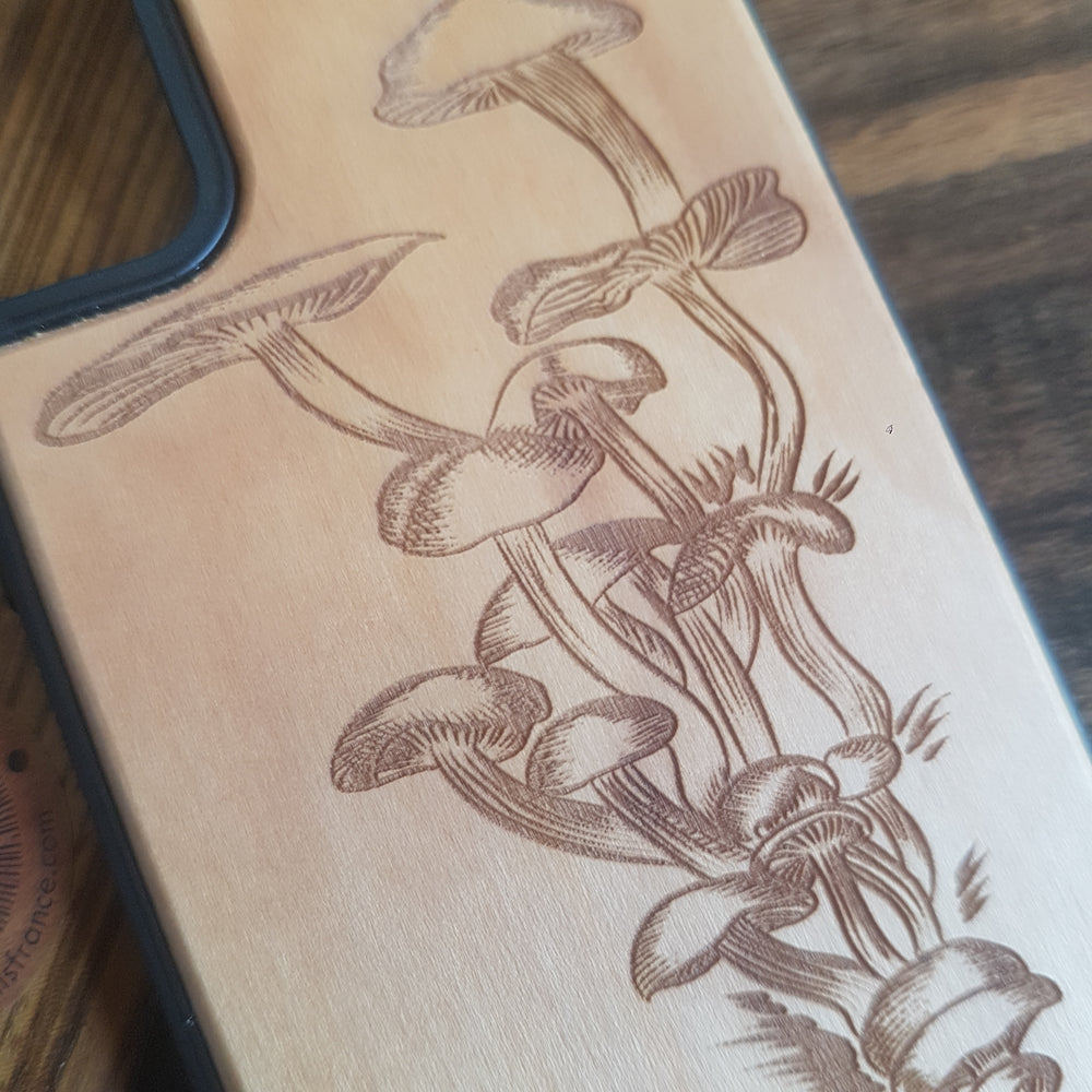 PSILOFUN Mushrooms Wood Phone Case