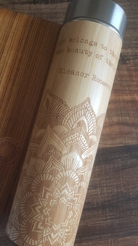 STAR MANDALA Wood Thermos Insulated Water Bottle