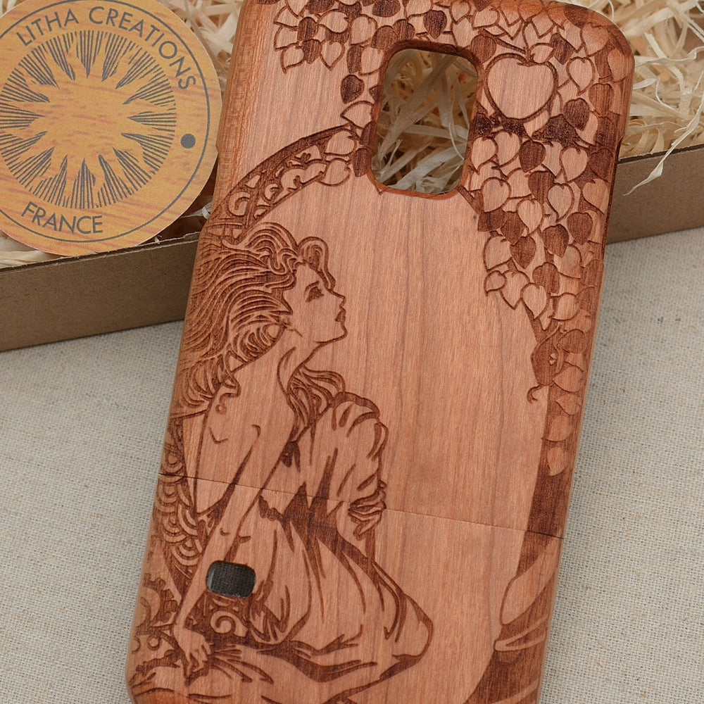 RED APPLE Wood Phone Case Art Deco Art Nouveau