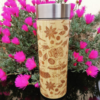 Bamboo Thermos SPICES in purple flowers - litha-creations-france