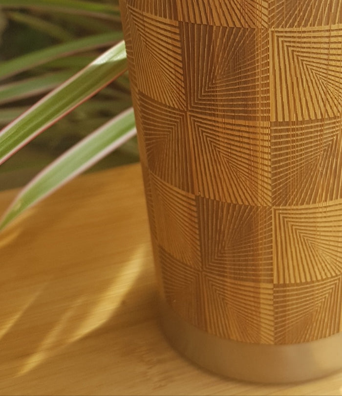 SQUARES Wood Travel Mug Custom Engraved Tumbler Geometrc