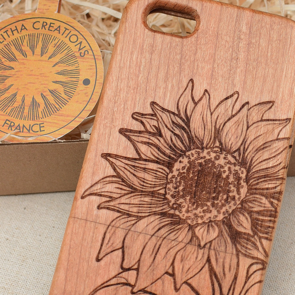 SUNFLOWER Wood Phone Case Abstract Floral