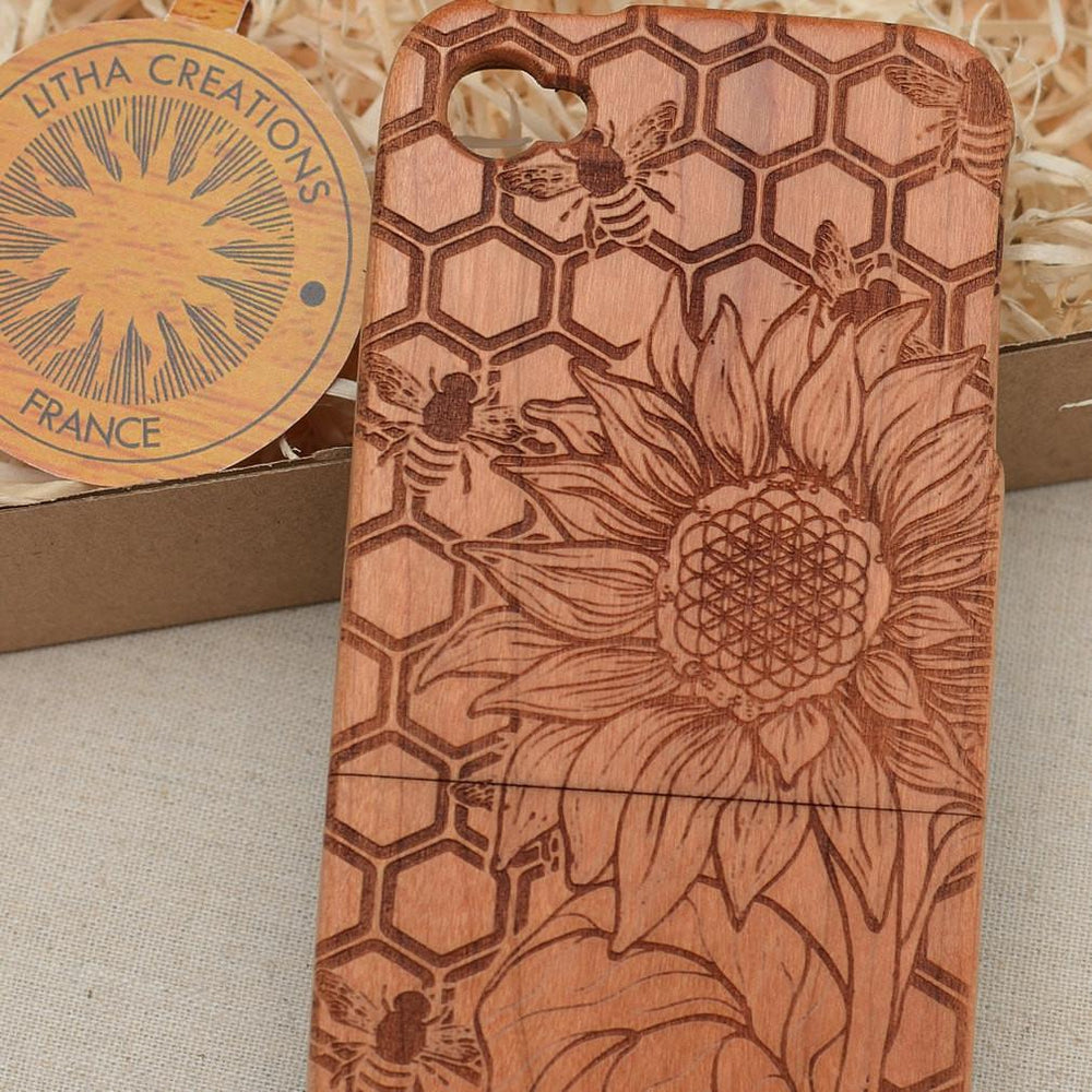 SUNNY HONEY Wood Phone Case Abstract Floral