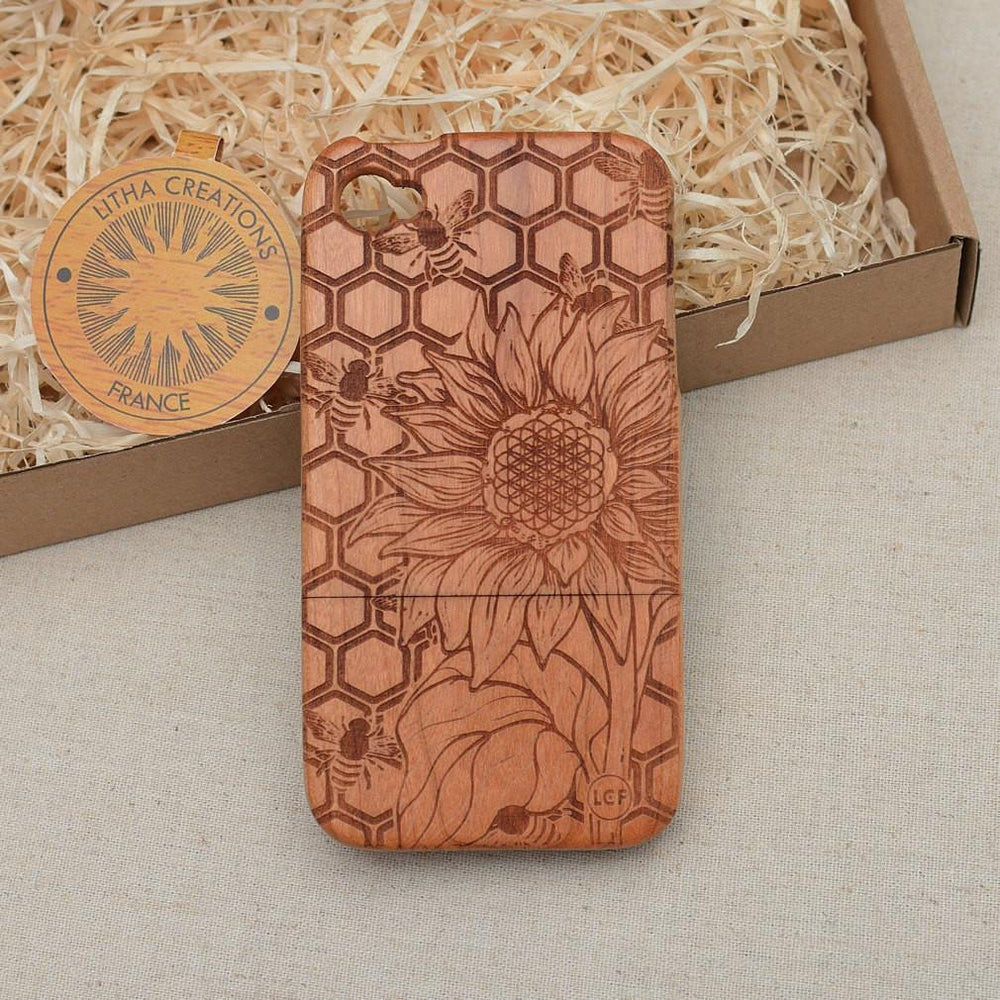 SUNNY HONEY Wood Phone Case Abstract Floral