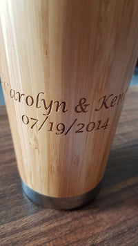 Short Text Engraved on Wood Travel Mug