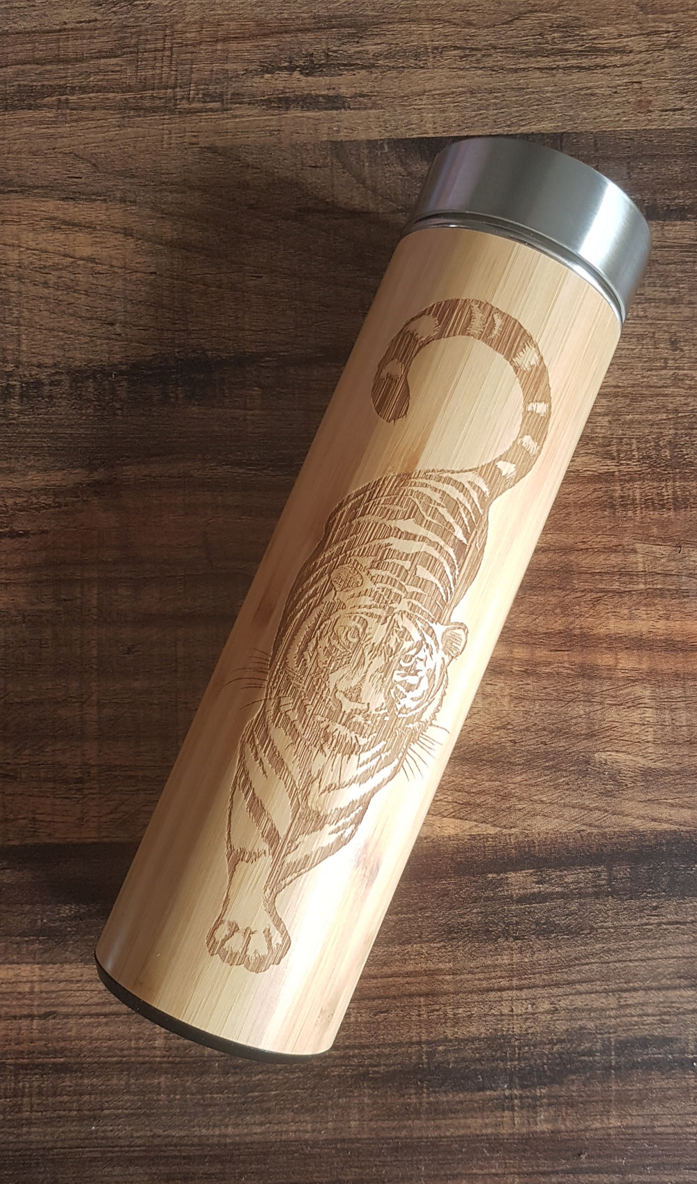 TIGER Wood Thermos Insulated Water Bottle