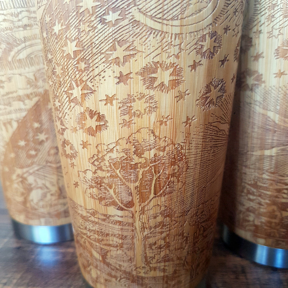 FLAT EARTH Flammarion Wood Cut Travel Mug Custom Engraved Tumbler