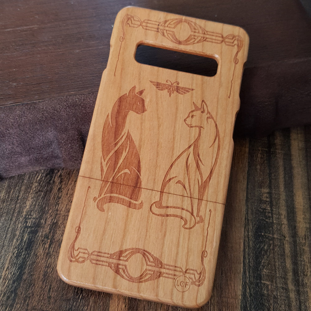 TWO CATS Wood Phone Case Cats