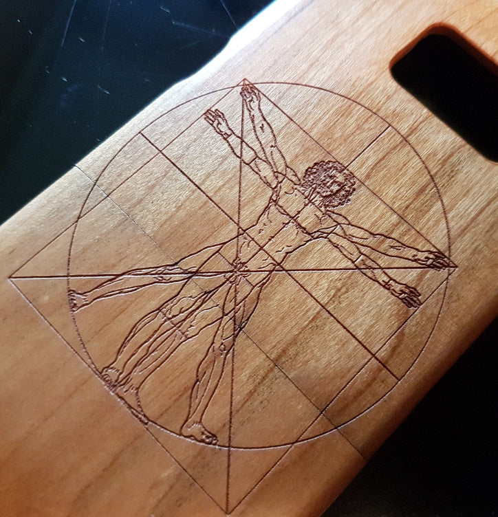 VITRUVIAN MAN Wood Phone Case Ancient Symbols