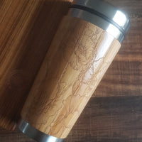WILD POPPIES Wood Travel Mug Custom Engraved Tumbler Nature